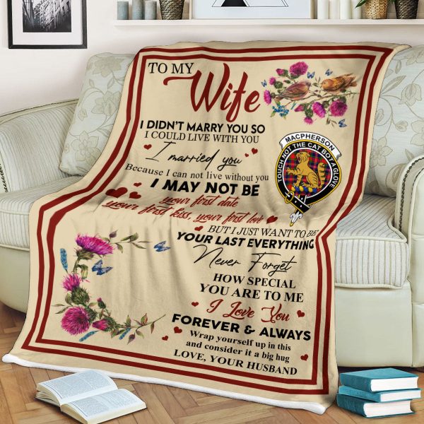 Scots Print Blanket - MacPherson (Chief) Tartan Crest Blanket To My Wife Style, Gift From Scottish Husband Hot on Sale