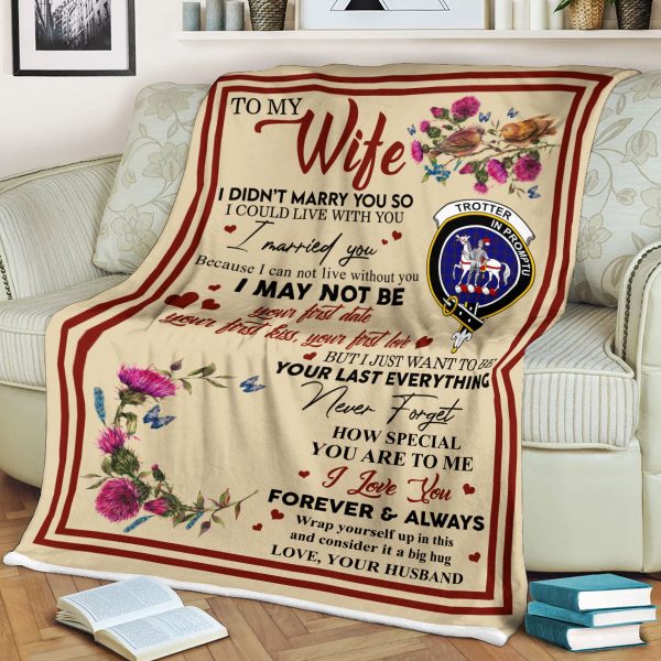 Scots Print Blanket - Trotter Tartan Crest Blanket To My Wife Style, Gift From Scottish Husband For Sale