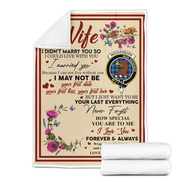 Scots Print Blanket - Wedderburn Tartan Crest Blanket To My Wife Style, Gift From Scottish Husband Discount - Image 3