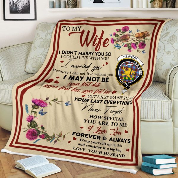 Scots Print Blanket - Newton Tartan Crest Blanket To My Wife Style, Gift From Scottish Husband Cheap