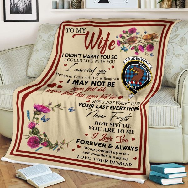 Scots Print Blanket - Wedderburn Tartan Crest Blanket To My Wife Style, Gift From Scottish Husband Discount
