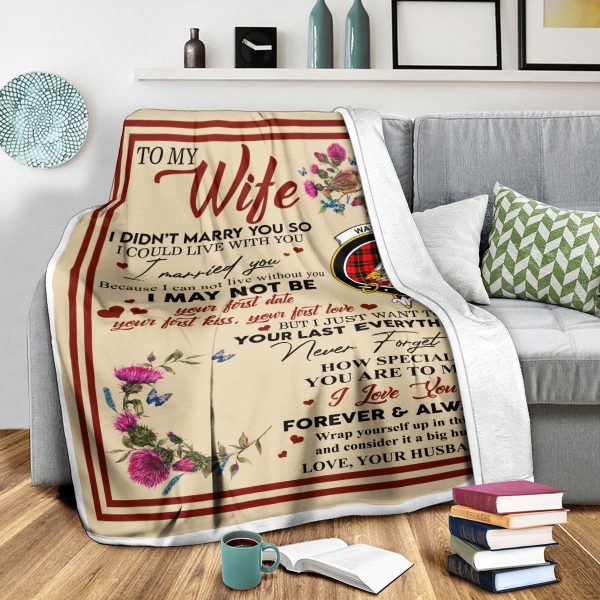 Scots Print Blanket - Wallace Tartan Crest Blanket To My Wife Style, Gift From Scottish Husband on Sale - Image 2