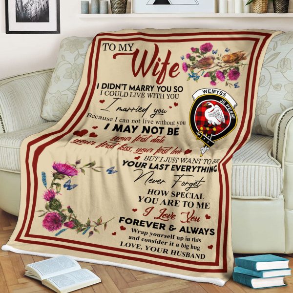 Scots Print Blanket - Wemyss Tartan Crest Blanket To My Wife Style, Gift From Scottish Husband Discount