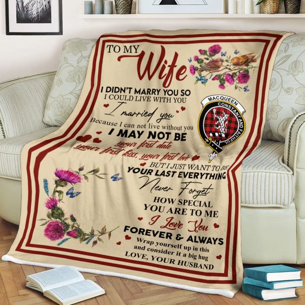 Scots Print Blanket - MacQueen Tartan Crest Blanket To My Wife Style, Gift From Scottish Husband Sale