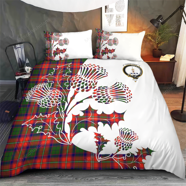 Charteris (Earl of Wemyss) Tartan Crest Bedding Set - Thistle Style Hot on Sale - Image 4