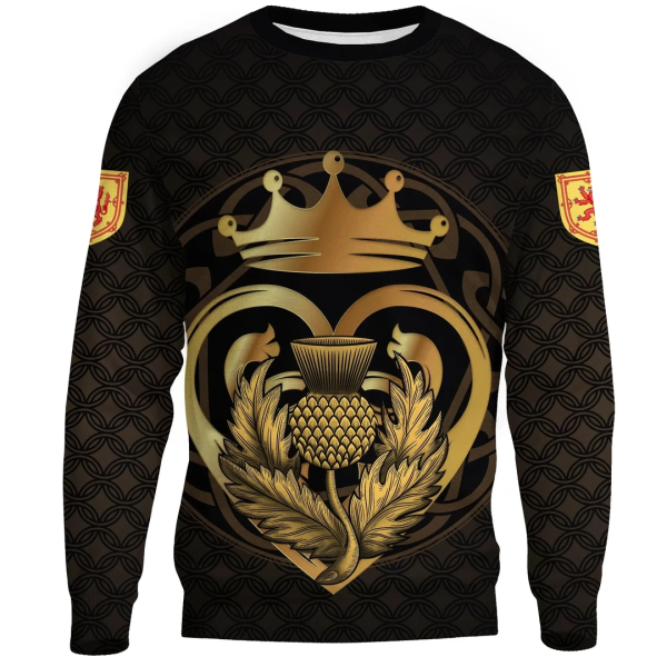 Scots Print Sweaters - Luckenbooth Thistle And Lion Style Sweaters Hot on Sale