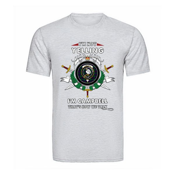 Campbell of Cawdor Tartan Crest T-shirt - I m not yelling style on Sale - Image 5