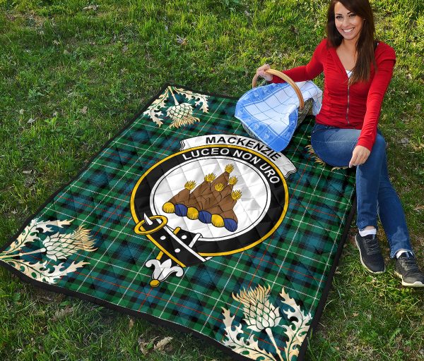 MacKenzie Ancient Tartan Crest Premium Quilt - Gold Thistle Style SP Sale - Image 4