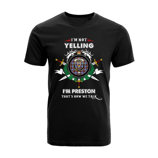 Preston Tartan Crest T-shirt - I m not yelling style Fashion