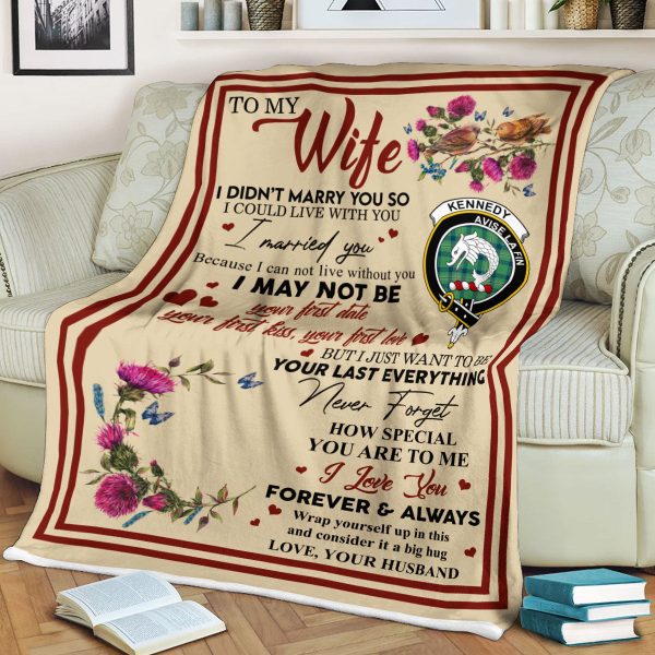 Scots Print Blanket - Kennedy Tartan Crest Blanket To My Wife Style, Gift From Scottish Husband Online