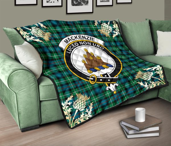 MacKenzie Ancient Tartan Crest Premium Quilt - Gold Thistle Style SP Sale - Image 3