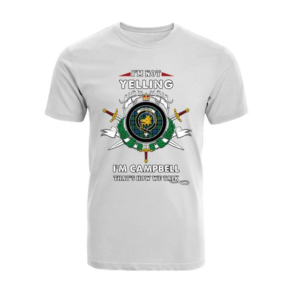 Campbell Ancient Tartan Crest T-shirt - I m not yelling style For Sale - Image 3