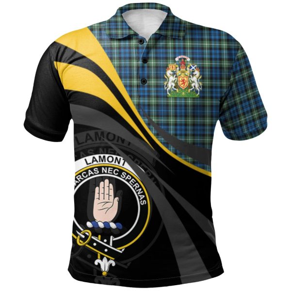 Lamont Ancient Tartan Polo Shirt - Royal Coat Of Arms Style Online Sale