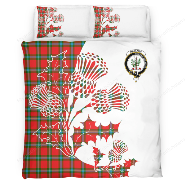 MacLaine Of Lochbuie Tartan Crest Bedding Set - Luxury Style For Sale - Image 2