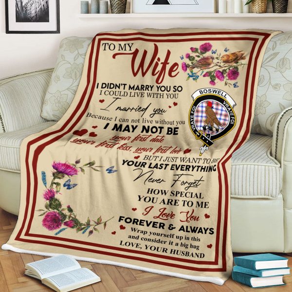 Scots Print Blanket - Boswell Tartan Crest Blanket To My Wife Style, Gift From Scottish Husband Online Sale
