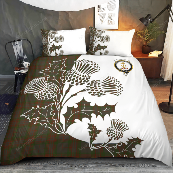 Gray Tartan Crest Bedding Set - Thistle Style Discount - Image 4