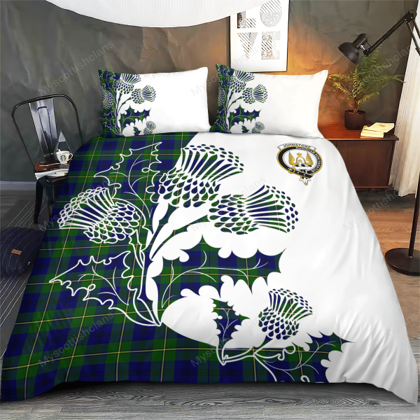 Johnstone Tartan Crest Bedding Set - Thistle Style Discount - Image 3