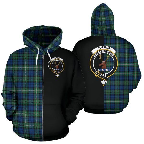 Forbes Ancient Tartan Crest Zipper Hoodie - Half Of Me Style SP Online