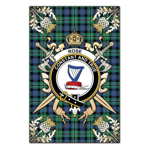 Rose Hunting Ancient Tartan Crest Black Garden Flag - Gold Thistle Style Discount