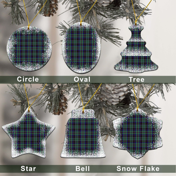Stephenson Tartan Christmas Ceramic Ornament - Snow Style For Sale - Image 2