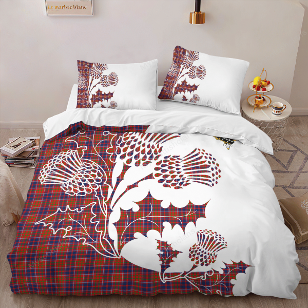 Cameron Tartan Crest Bedding Set - Thistle Style For Discount