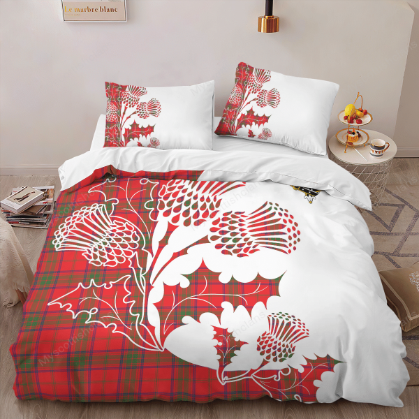 Ross Tartan Crest Bedding Set - Thistle Style For Discount