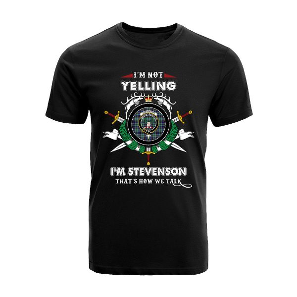 Stevenson Tartan Crest T-shirt - I m not yelling style Online now