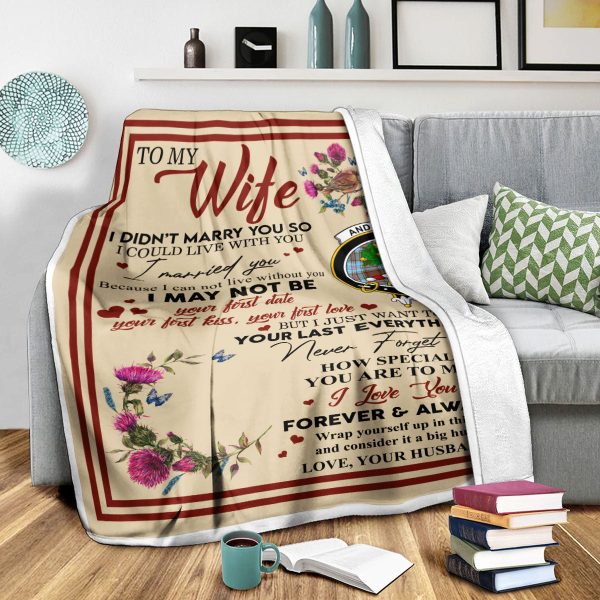Scots Print Blanket - Anderson Tartan Crest Blanket To My Wife Style, Gift From Scottish Husband For Discount - Image 2