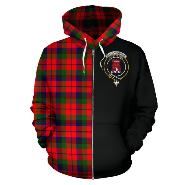 MacNaughton Modern Tartan Crest Zipper Hoodie - Half Of Me Style SP Online Hot Sale