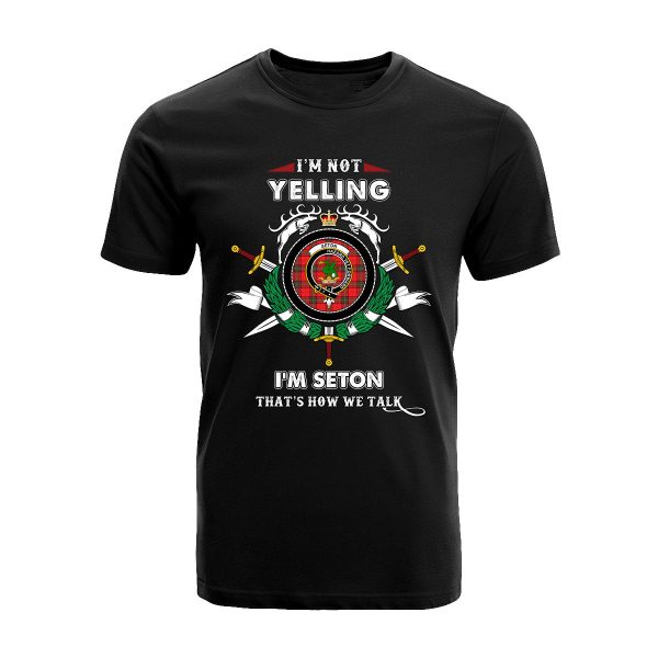 Seton Tartan Crest T-shirt - I m not yelling style Online Hot Sale