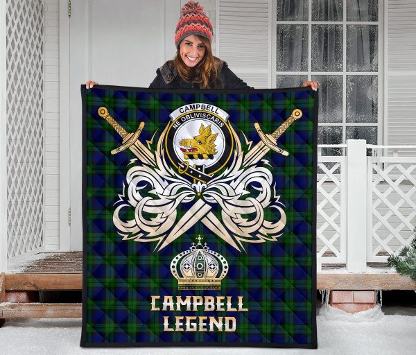 Campbell Modern Tartan Crest Legend Gold Royal Premium Quilt - SP Fashion