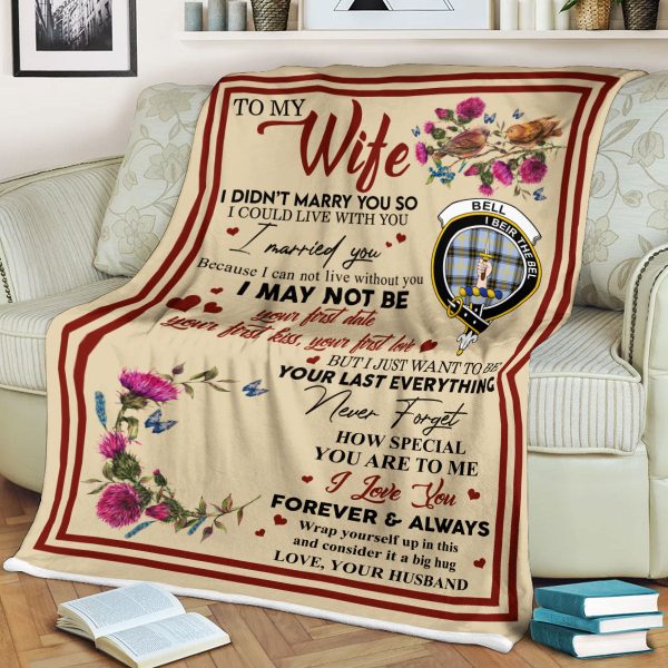 Scots Print Blanket - Bell Tartan Crest Blanket To My Wife Style, Gift From Scottish Husband Online