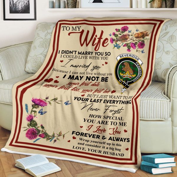 Scots Print Blanket - Beveridge Tartan Crest Blanket To My Wife Style, Gift From Scottish Husband Online Sale