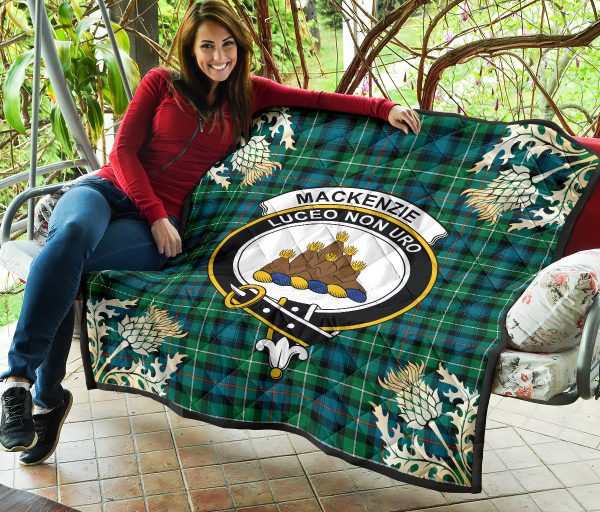 MacKenzie Ancient Tartan Crest Premium Quilt - Gold Thistle Style SP Sale - Image 5