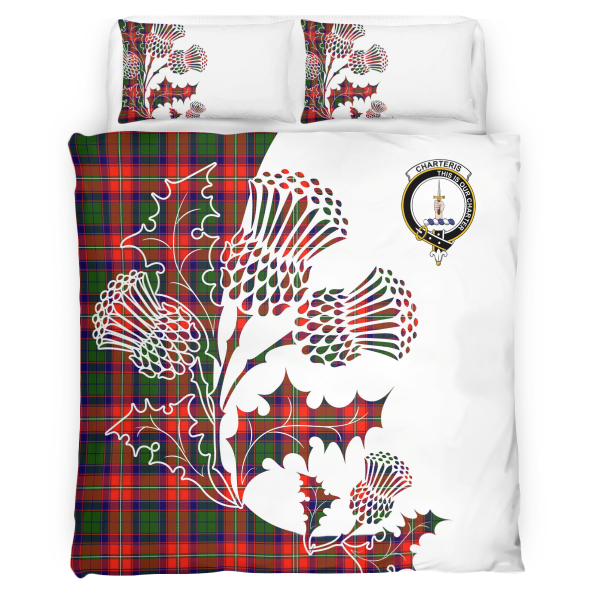 Charteris (Earl of Wemyss) Tartan Crest Bedding Set - Thistle Style Hot on Sale - Image 2