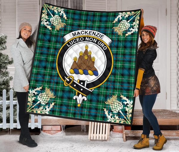 MacKenzie Ancient Tartan Crest Premium Quilt - Gold Thistle Style SP Sale - Image 2