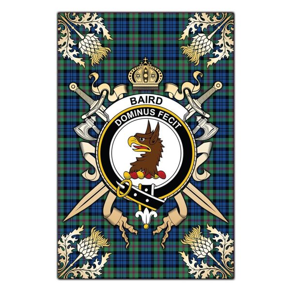 Baird Ancient Tartan Crest Black Garden Flag - Gold Thistle Style Online Sale