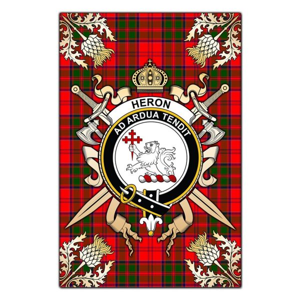 Heron Tartan Crest Black Garden Flag - Gold Thistle Style Online now