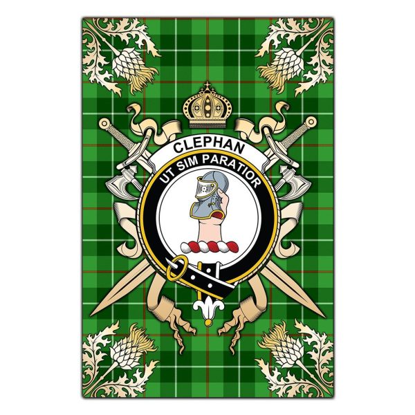 Clephane Tartan Crest Black Garden Flag - Gold Thistle Style Online Hot Sale