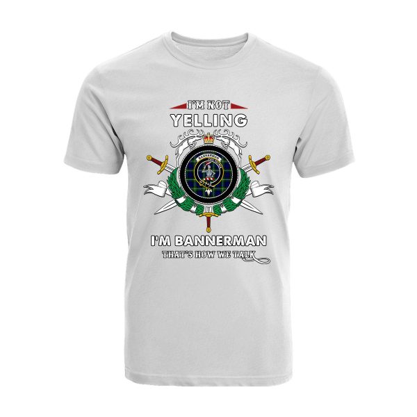 Bannerman Tartan Crest T-shirt - I m not yelling style For Sale - Image 3
