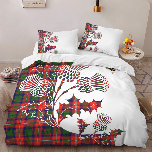 Charteris (Earl of Wemyss) Tartan Crest Bedding Set - Thistle Style Hot on Sale