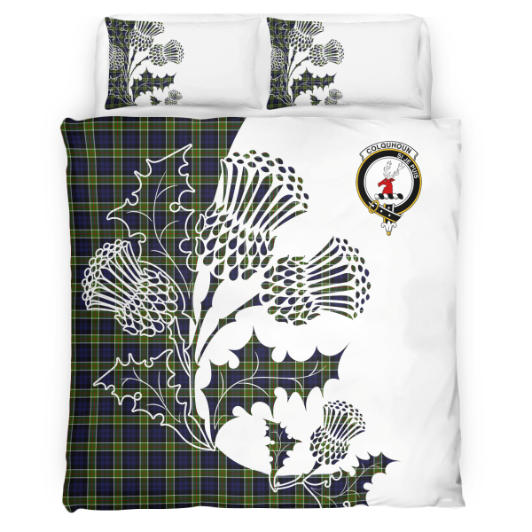 Colquhoun Tartan Crest Bedding Set - Thistle Style Discount - Image 2