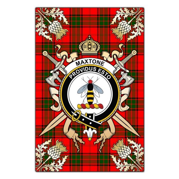 Maxtone Tartan Crest Black Garden Flag - Gold Thistle Style Sale