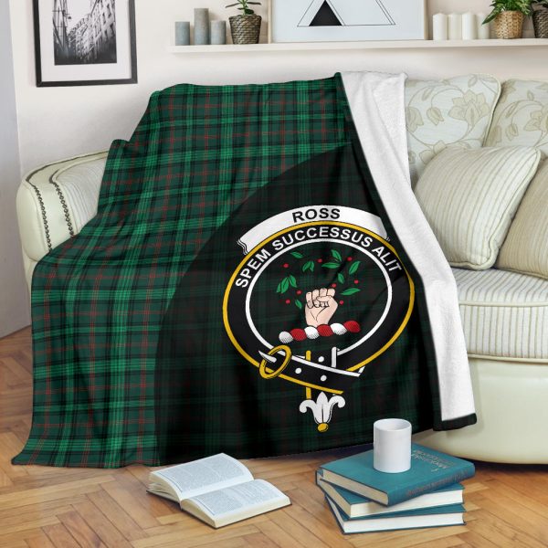 Ross Hunting Modern Tartan Crest Blanket Wave Style - SP Cheap