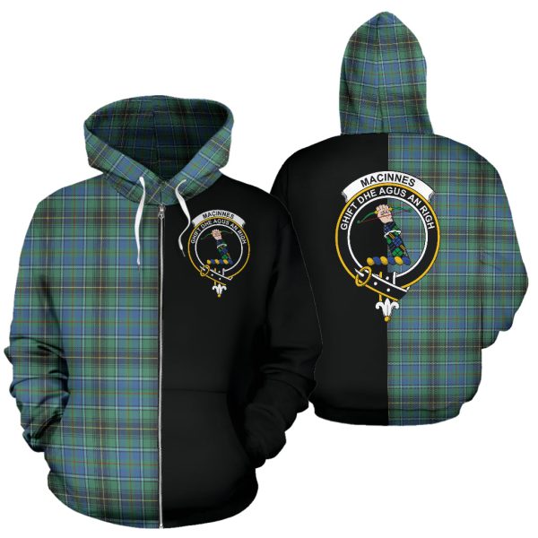 MacInnes Ancient Tartan Crest Zipper Hoodie - Half Of Me Style SP Online Hot Sale