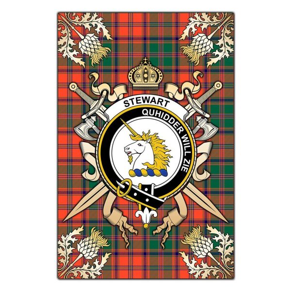 Stewart of Appin Ancient Tartan Crest Black Garden Flag - Gold Thistle Style Supply
