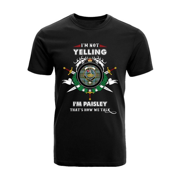 Paisley (or Pasley) Tartan Crest T-shirt - I m not yelling style Online Sale