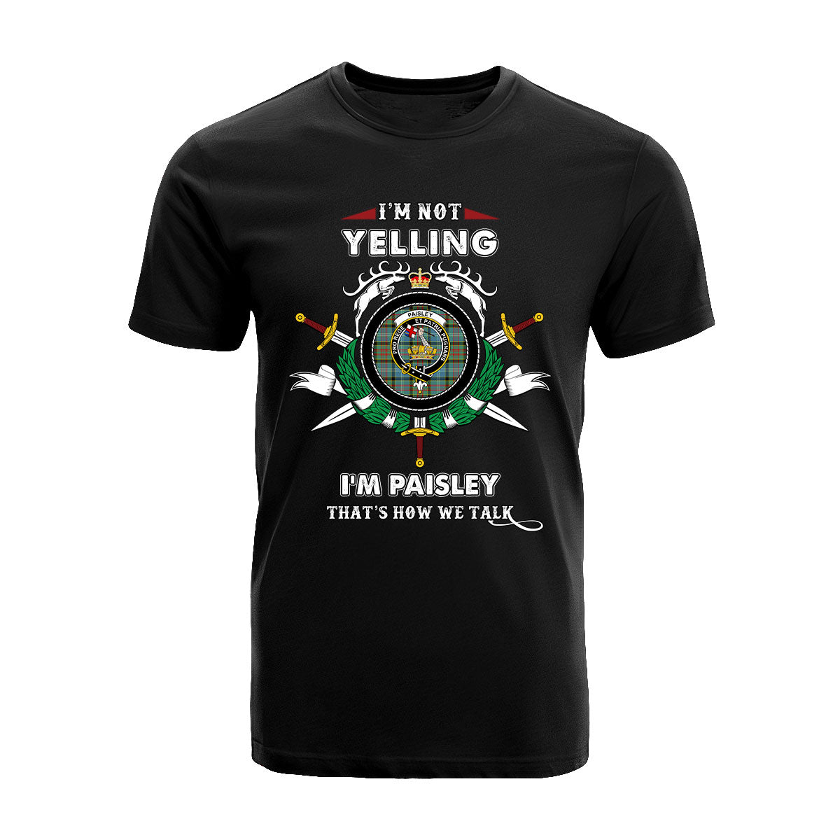 Paisley (or Pasley) Tartan Crest T-shirt – I m not yelling style Online Sale