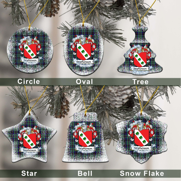 Stephenson Tartan Christmas Ceramic Ornament - Snow Style For Sale