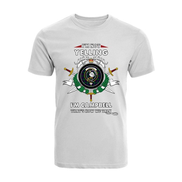 Campbell of Cawdor Tartan Crest T-shirt - I m not yelling style on Sale - Image 3